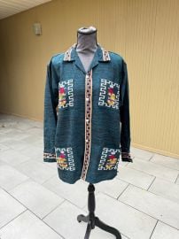 Vintage Guatemalan Quetzal Bird Traditional Shirt Embroidered Button up Ethnic Jacket Large - at Etsy