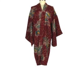 Vintage Japanese Haori Kimono Jacket Kimono Coat Meisen Komon Ikat Floral J103 - Etsy at Etsy