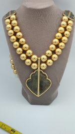 Vintage Monet Long Gild Beads Green Pendant Chunky Long Necklace eBay at eBay