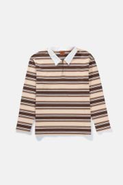 Vintage Stripe Polo Ls T-Shirt Coffee at Rhythm