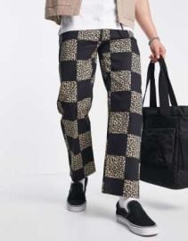 Vintage Supply leopard checkerboard jeans in black at ASOS