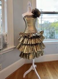Vintage Victor Costa Gold Lame Gown Dress Tutu Tiered Ruffles Party Cocktail XS eBay at eBay