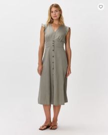 Vintage Wash Tencel Button Front Midi Dress in Midnight Blue at Quince