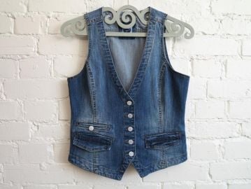 Vintage denim waistcoat at Etsy