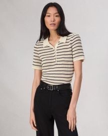 Viola Striped Cotton Polo - Turtledove Multi rag amp bone at Rag & Bone