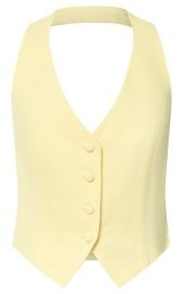 Virginia Top - Halter Neck Button Down Vest in Pastel Yellow Showpo USA at Showpo
