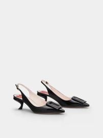 Virgule Slingback Pumps in patent leather Black Woman RVW63831440D1P39MB999 Roger Vivier at Roger Vivier