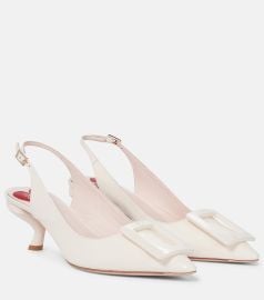 Virgule slingback leather pumps in white - Roger Vivier at Mytheresa