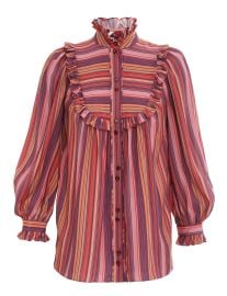 Viscose Billow Blouse PinkPurple Stripe Online  Zimmermann at Zimmermann