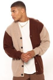 Viscose Cozy Colorblock Cardigan - Browncombo Fashion Nova Mens Sweaters Fashion Nova at Fashion Nova