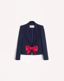 Viscose Jacket With Bow for Woman in Provence Blue Valentino US at Valentino