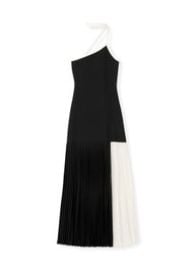 Viscose Knit Bi-Color Pleated Dress  St John Knits at St. John