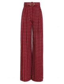 Viscose Wide Leg Pant BurgundyCream Dot Online  Zimmermann at Zimmermannwear