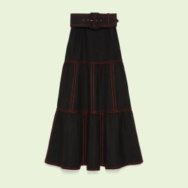 Viscose skirt with top-stitching detail in black   US at Gucci