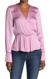 Vistah Surplice Satin Peplum Blouse by Paige at Nordstrom Rack