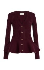 Viva Ribbed-Knit Peplum Cardigan By Cara Cara at Moda Operandi