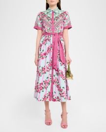 Vivienne Printed Short-Sleeve Shirtdress at Neiman Marcus