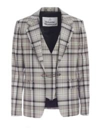 Vivienne Westwood Checked jacket with inner vest in grey 23010002W003JO202 at THEBS