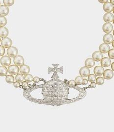 Vivienne Westwood Womens Necklaces  Vivienne Westwood - Three Row Pearl Bas Relief Choker at Vivienne Westwood