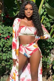 Vixen On Vacation 3 Piece Sunsuit Set - Green Multi   Swimwear at Fashion Nova