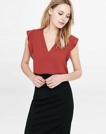 Vneck Ruffle Sleeve Blouse at Express