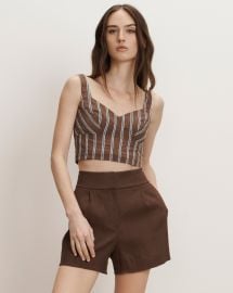 Vonette Cropped Tank Top in Dark Mocha at Veronica Beard
