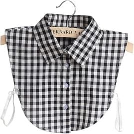 Vpang Womenx27s False Collar Plaid Shirt Black Sleeveless Regular L at Womens Clothing store at Amazon