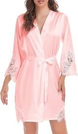 WADAYUYU White Satin Bridal Robe for Women with Lace Trim Short Kimono Bridesmaid Robes for Wedding Spa Loungewear at Amazon