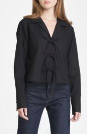 WAYF Alexandra Tie Front Cotton Poplin Top at Nordstrom