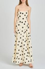 WAYF Carolina Polka Dot Cotton Godet Maxi Dress at Nordstrom