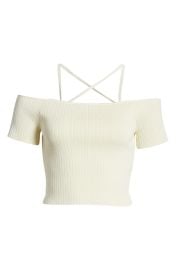 WAYF Deena Off the Shoulder Rib Knit Crop Top at Nordstrom