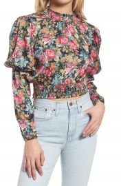 WAYF Dutchess Smocked Puff Sleeve Floral Print Top   Nordstrom at Nordstrom