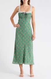 WAYF Floral Empire Waist Midi Dress in Green Scarf at Nordstrom Rack at Nordstrom Rack
