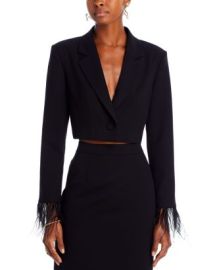 WAYF Kismit Cropped Feather Trim Blazer Bloomingdales at Bloomingdales