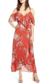 WAYF Nanette Floral Ruffle Wrap Off Shoulder Dress eBay at eBay