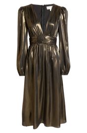 WAYF Plunge Neck Long Sleeve Metallic LamDress at Nordstrom