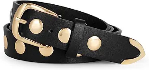 WERFORU Women Fashion Leather Belt Studded Leather Belt Ladies Belts for Jeans Dress Punk Belt at Amazon