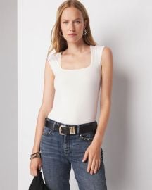 WHBM FORME Square-Neck Cap-Sleeve Top White House Black Market at White House Black Market