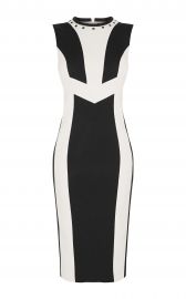 WHITE CONTRAST PANEL DRESS at Karen Millen