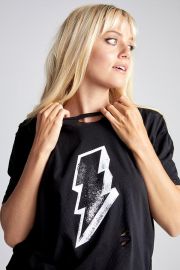 WHITE GRAFFITI BOLT DESTRUCTED TEE ndash at Lulu Simon Studio