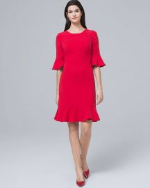 WHITE HOUSE BLACK MARKET FLARE-SLEEVE FLUTED-HEM dress at WHBM