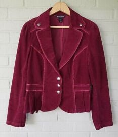 WHITE HOUSE BLACK MARKET Velvet Maroon Long Sleeve Blazer Jacket Size 4 Womenaposs eBay at eBay