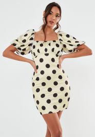 WHITE POLKA DOT PRINT SATIN MINI DRESS at Missguided