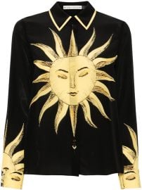WILLA SILK BLOUSE in SOLAR STRENGTH BLACK ALICE OLIVIA at Alice + Olivia