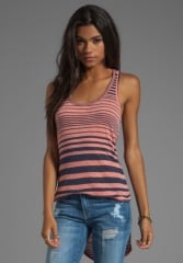 WILT Triblend Stripe Slouchy Shirttail Tank in Shrimp at Revolve