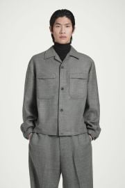 WOOL-FLANNEL OVERSHIRT - GRAY MLANGE COS at COS