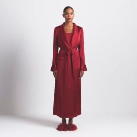 WOVEN SHINE LONG ROBE BRICK SKIMS at Skims