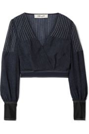 WRAP-EFFECT CREPE AND SATIN-TRIMMED VOILE BLOUSE at Net A Porter