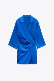 WRAP FRONT SATIN EFFECT DRESS - Cobalt   United States at Zara