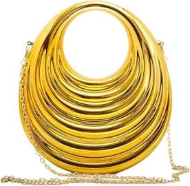 WYZIG Women Acrylic Evening Clutch Purse Elegant Moon Hobo Bag Top-handle Metallic Handbag for Party Banquet Cocktail Gold Handbags com at Amazon